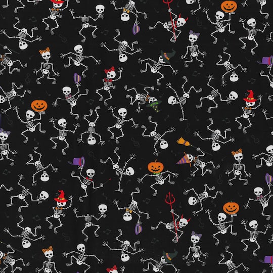 Fabric Traditions Dancing Skeleton Cotton Fabric